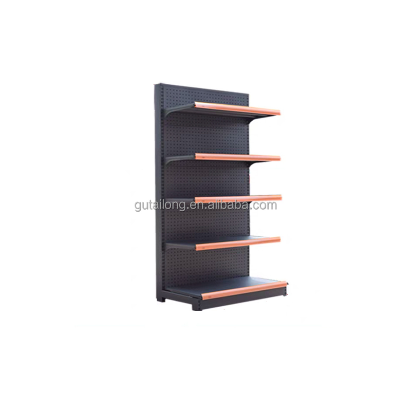 Guichang Double-Sided Heavy Duty Metallic Freestanding Epoxy Powder Coated Supermarket Rack Back Solid Shelf Quick Installation