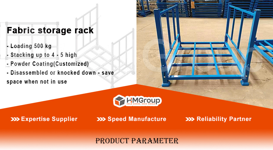 Foldable Durable Metal Steel Powder Coated Warehouse Storage Detachable Heavy Duty Roll Fabric Pallet Stacking Rack