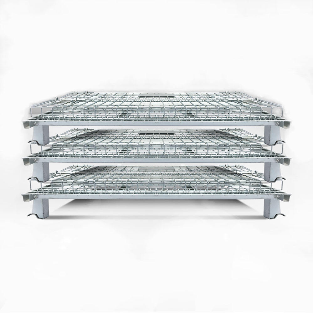 Steel Wire Mesh Cage, Heavy Duty Warehouse Storage Basket for Logistics, Foldable Metal Storage Cart for Factory