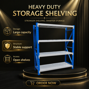 Heavy Duty Steel Storage Shelving 4 Level 250KGS Per Layer Powder Coated Butterfly Hole Rack