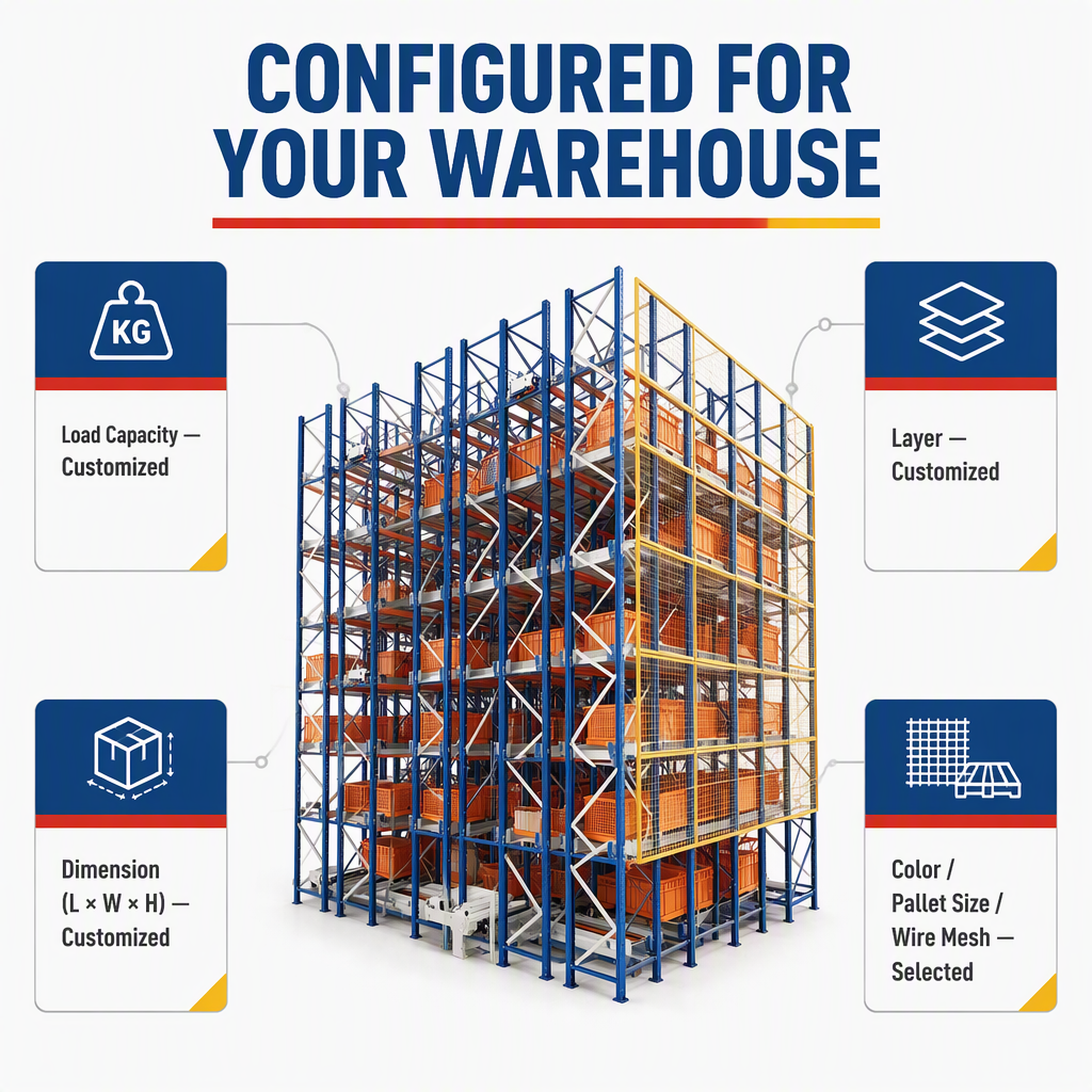 Steel Rack for Various Intelligent Warehouse Multiple Pallets Connects to Production Lines Lifting Equipment Steel Storage Rack