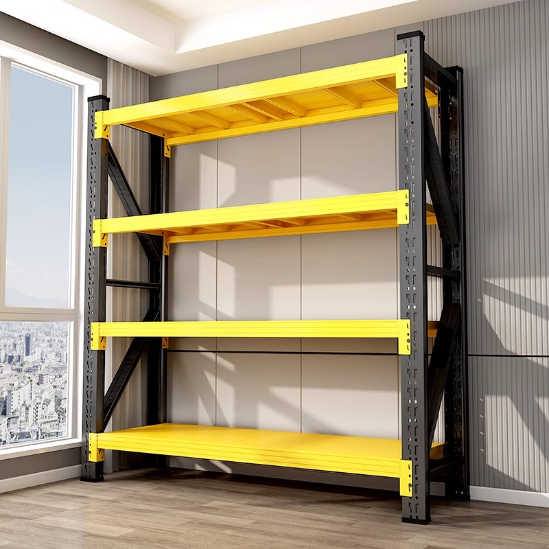 Heavy Duty Pallet Rack 5 Tier Warehouse Storage Shelving Yellow Beam Steel Rack Adjustable for Industrial Warehouse