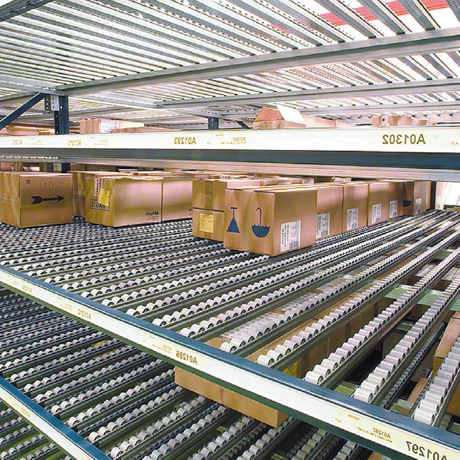 High Density Heavy Duty 5 Cold Rolled Steel Powder Coated Flow Rack Warehouse Storage Carton Pallet Gravity Shelves Customized