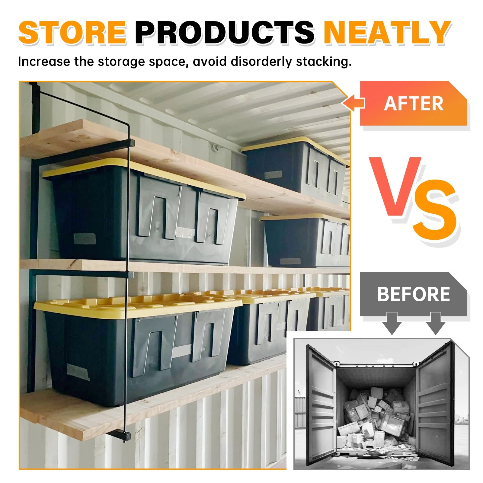 Shipping Container 3-Tier Shelving Brackets Heavy Duty Q235B Steel ISO9001 Certified Storage Rack For 20ft/40ft ISO Containers