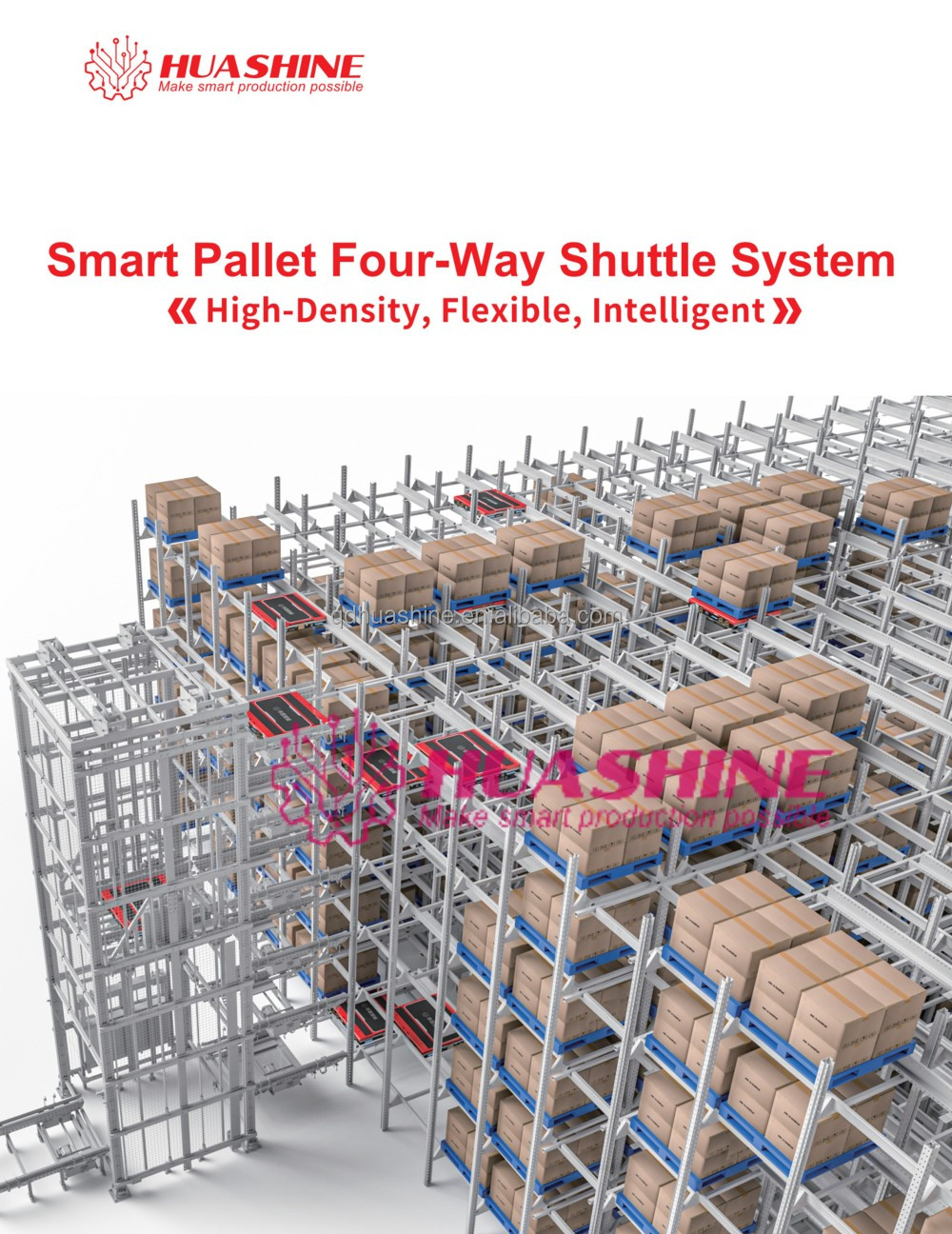 HUASHINE INTELLIGENT Warehouse Automatic Storage Racking ASRS System Chemical Nylon, Carbon Black Industry