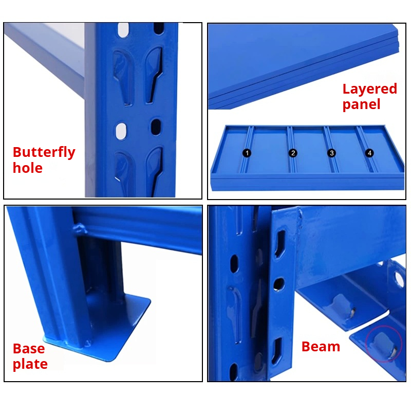 Iron Metal Shelves 4-Layer 400kg Heavy Duty Stackable Racking for Garage &amp; Basement Commercial Use