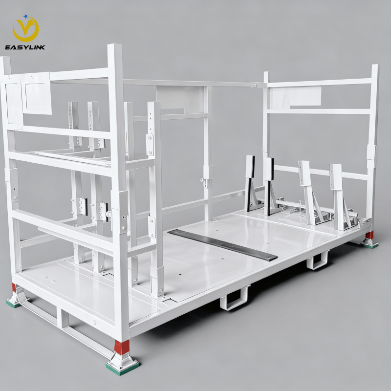 Easylink-Customized Foldable Single Pallet Steel Stillages Powder Coating for Outdoors for Warehouse Storage Stacking Racks