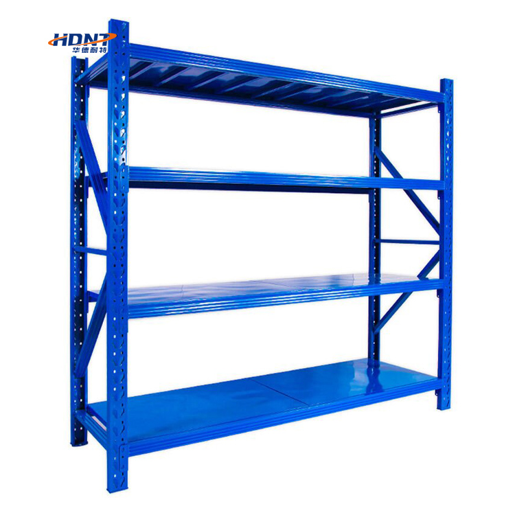 Adjustable 4-Layer Steel Storage Rack Medium Duty Metal Stacking Shelves for Warehouses Garages Pallet Racking Carton Packaging