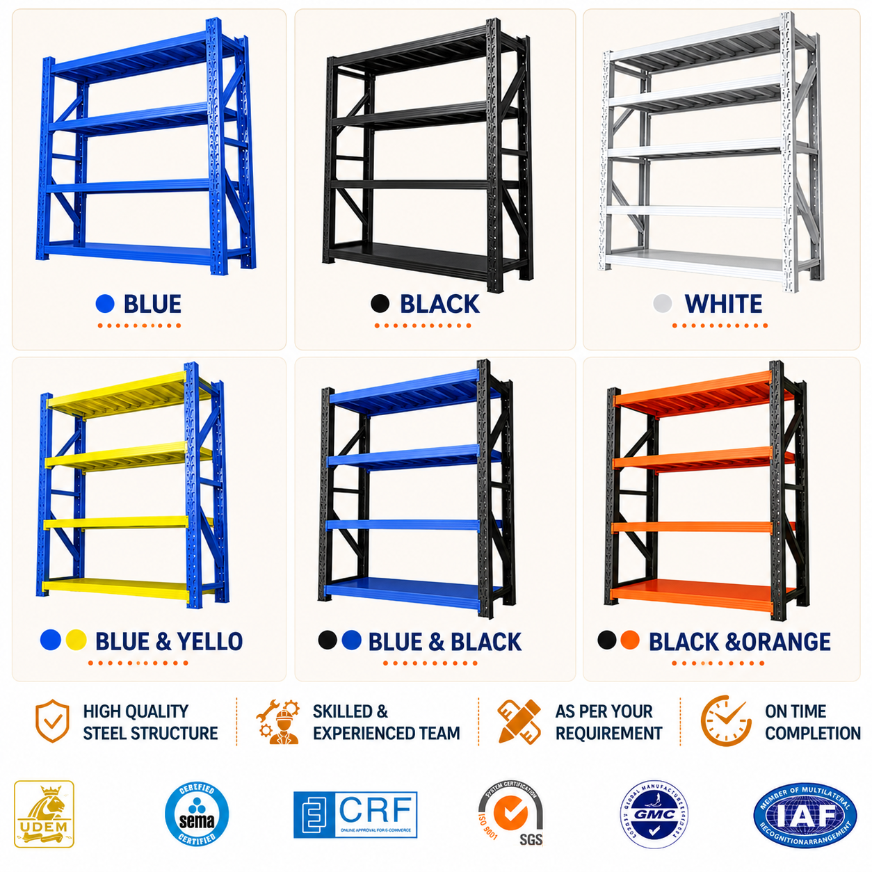 Custom Heavy Duty Shelving 300 Kg Layer Garage Black 4 Tier Warehouse Storage Metal Stacking Shelf Rack for Warehouse