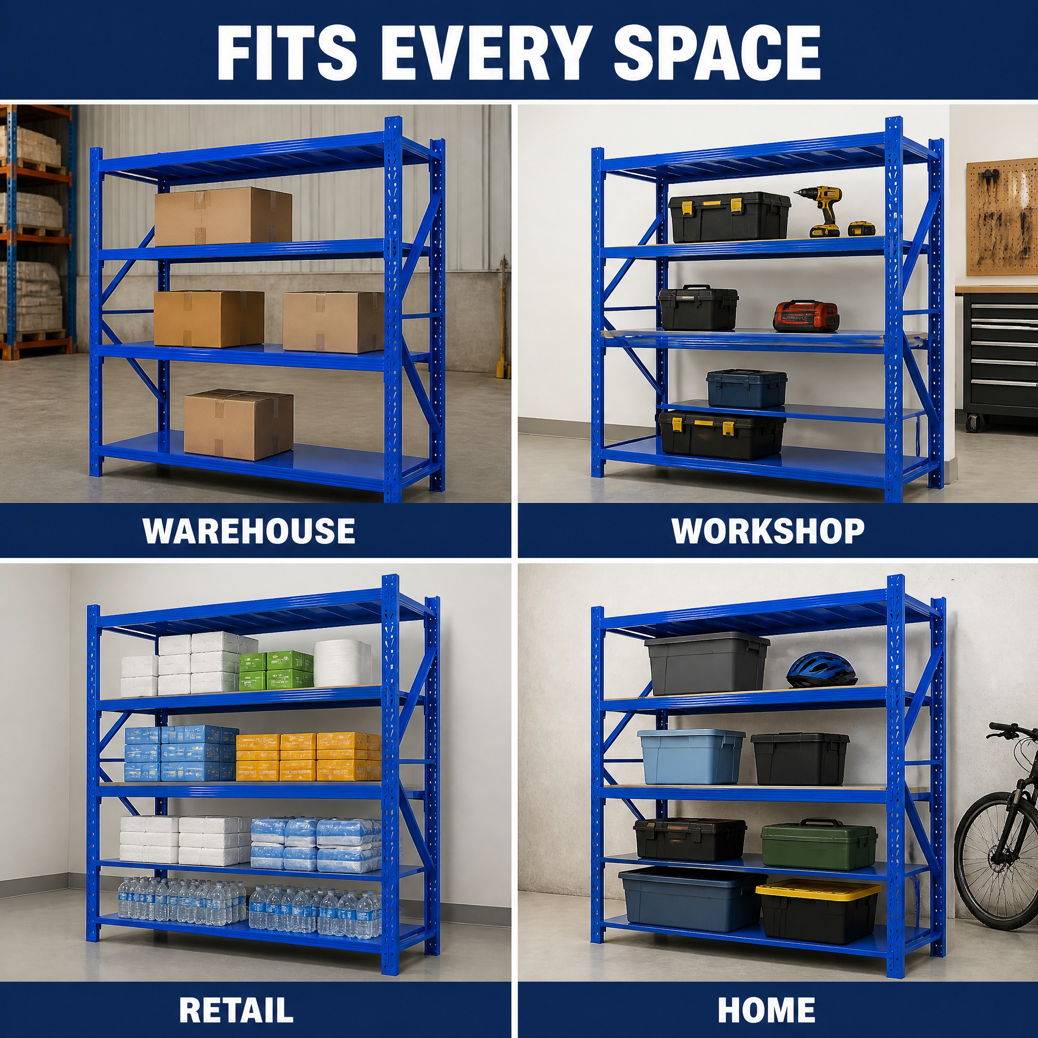 Heavy Duty Warehouse Shelving Industrial Steel Storage Rack 500kg Capacity Per Tier Adjustable Metal Racking System