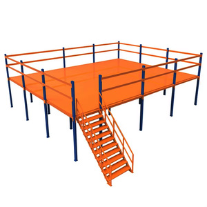 Custom Heavy Metal Interlayer Two-Level Platform Storage Racks Shelving System