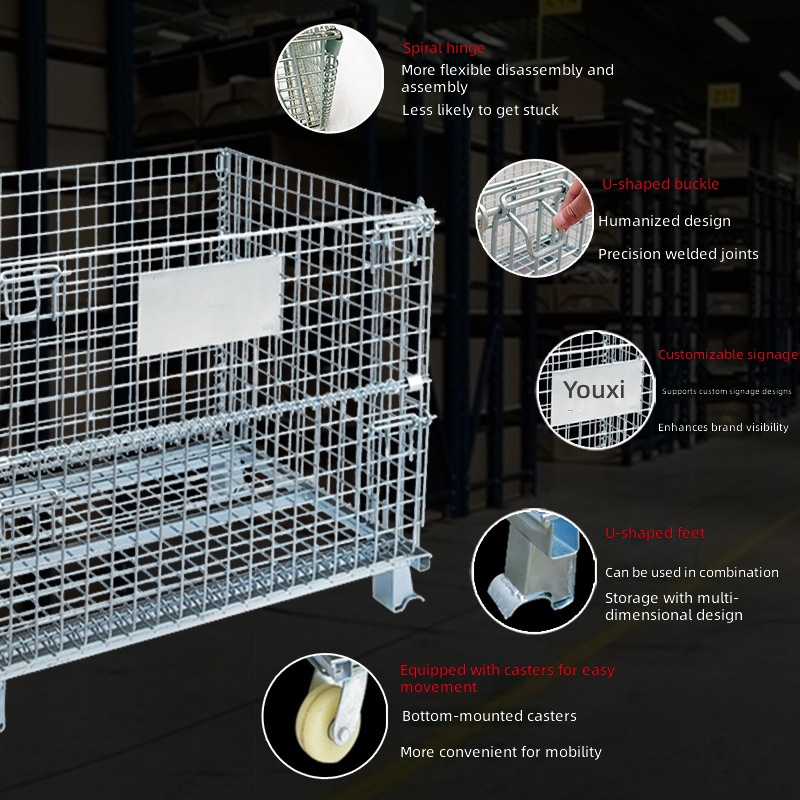 Made Order Wholesale 235 Iron Wire Mesh Storage Cages Multiple Sizes Stackable Foldable; Logistics Warehousing
