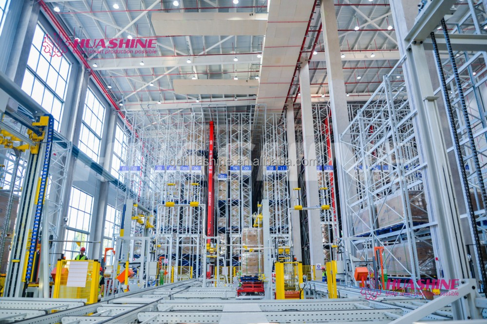 HUASHINE INTELLIGENT Warehouse Automatic Storage Racking ASRS System Chemical Nylon, Carbon Black Industry