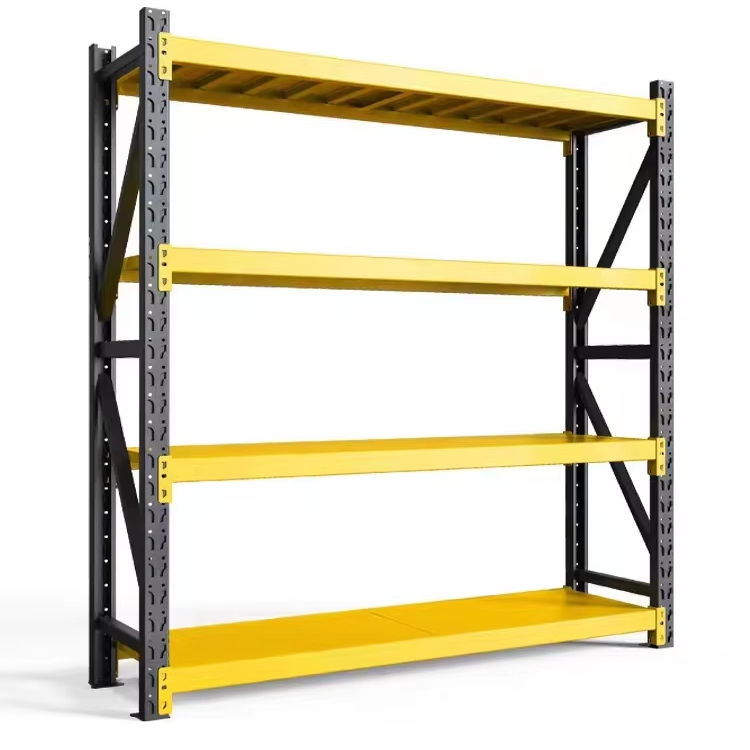 Warehouse Storage Racks 4-Layer Factory Long Span Industrial Steel Adjustable Durable Storage Shelves Racking