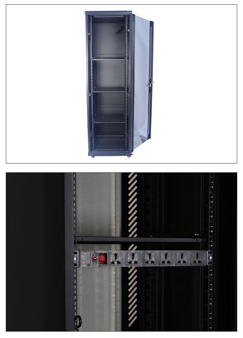 Customized 27U Network Cabinet 19 Inch Server Rack Enclosure 600x600x1400mm Cold Rolled Steel Glass Door IP30 For Server Room