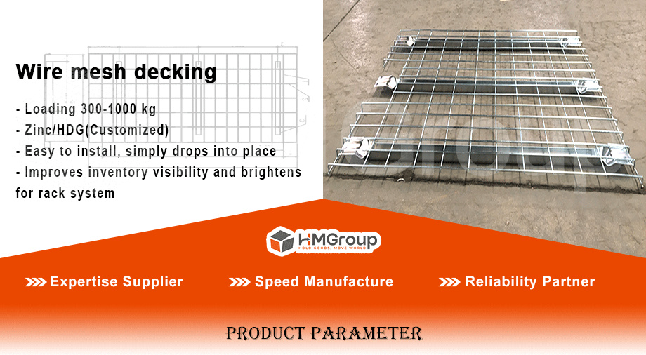 Pallet Racking Durable Metal Industrial 880x1100 mm Fireproof Steel Flared Channel Wire Decking