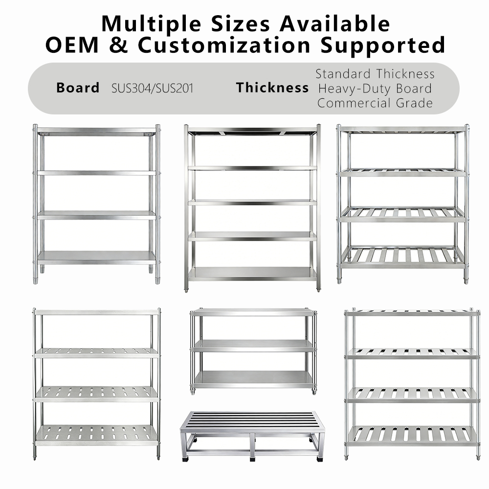 Stainless Steel Shelf Kitchen Storage Rack Industrial Storage Heavy Duty Shelf Commercial Shelving Rack Organizer