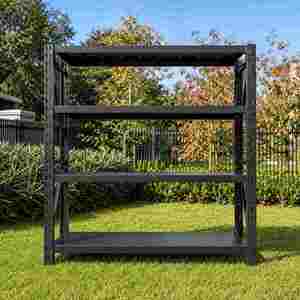 Custom Heavy Duty Shelving 300 Kg Layer Garage Black 4 Tier Warehouse Storage Metal Stacking Shelf Rack