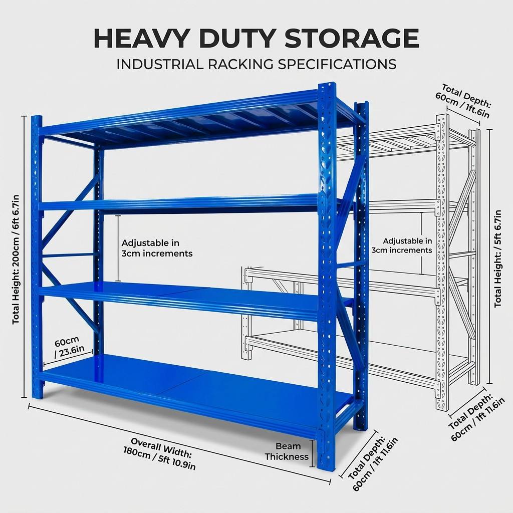 Heavy Duty Warehouse Shelving Industrial Steel Storage Rack 500kg Capacity Per Tier Adjustable Metal Racking System