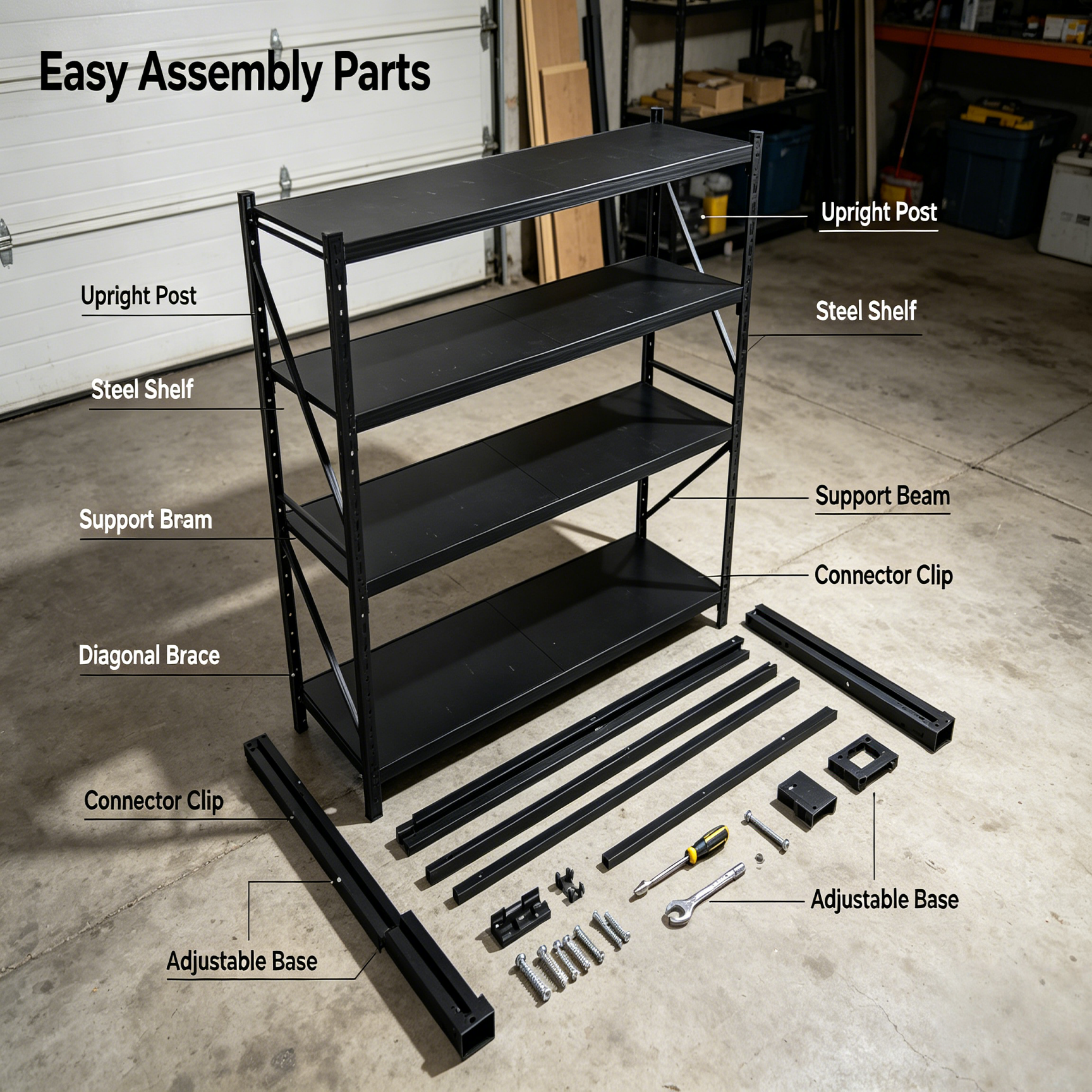Heavy Duty Warehouse Shelving Industrial Steel Storage Rack 500kg Capacity Per Tier Adjustable Metal Racking System