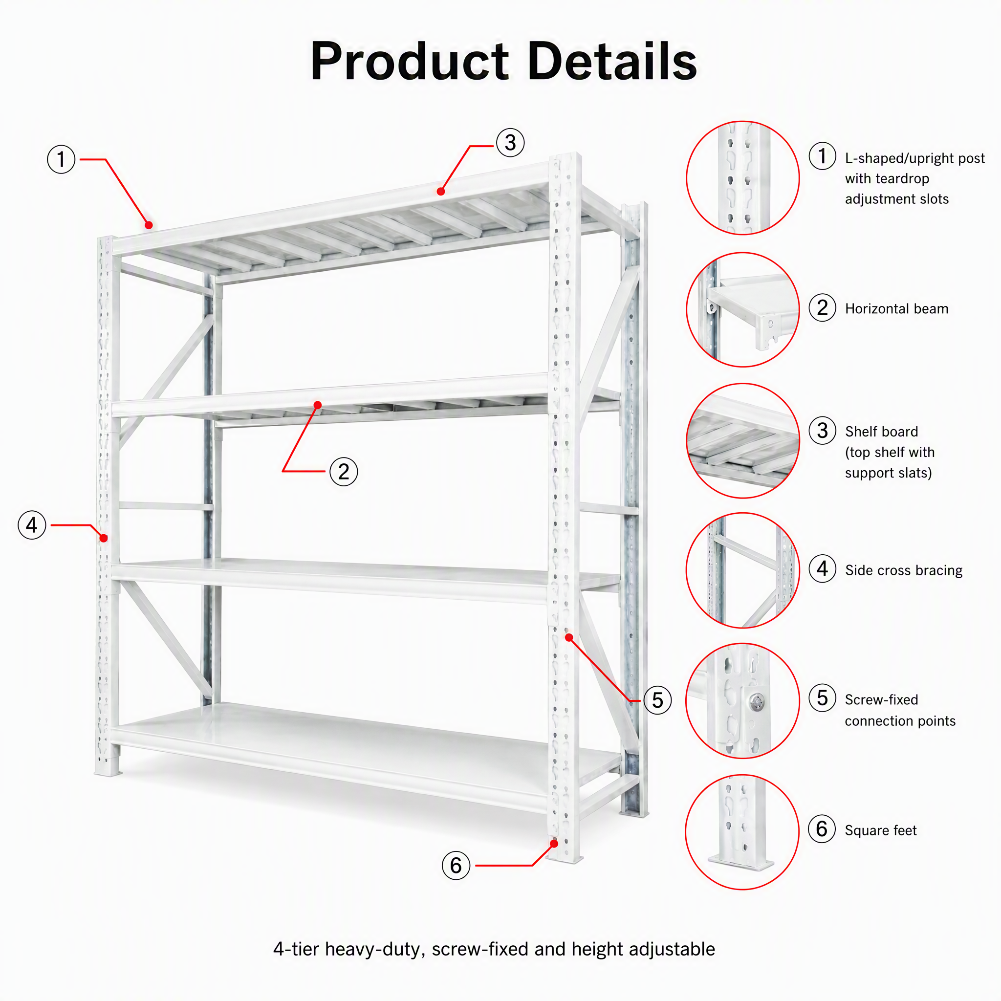 Heavy Duty Industrial Steel Shelving Rack Single Side Warehouse Storage Shelf 500kg Per Layer Adjustable Metal Racking System