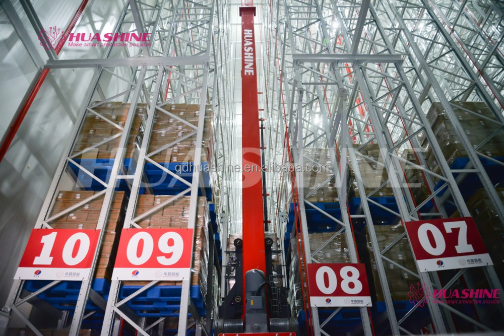 Quality AUTOMATED Warehouse Storage ASRS Pallet package flow rack with slide roller WITH MES HUASHINE INTELLIGENT