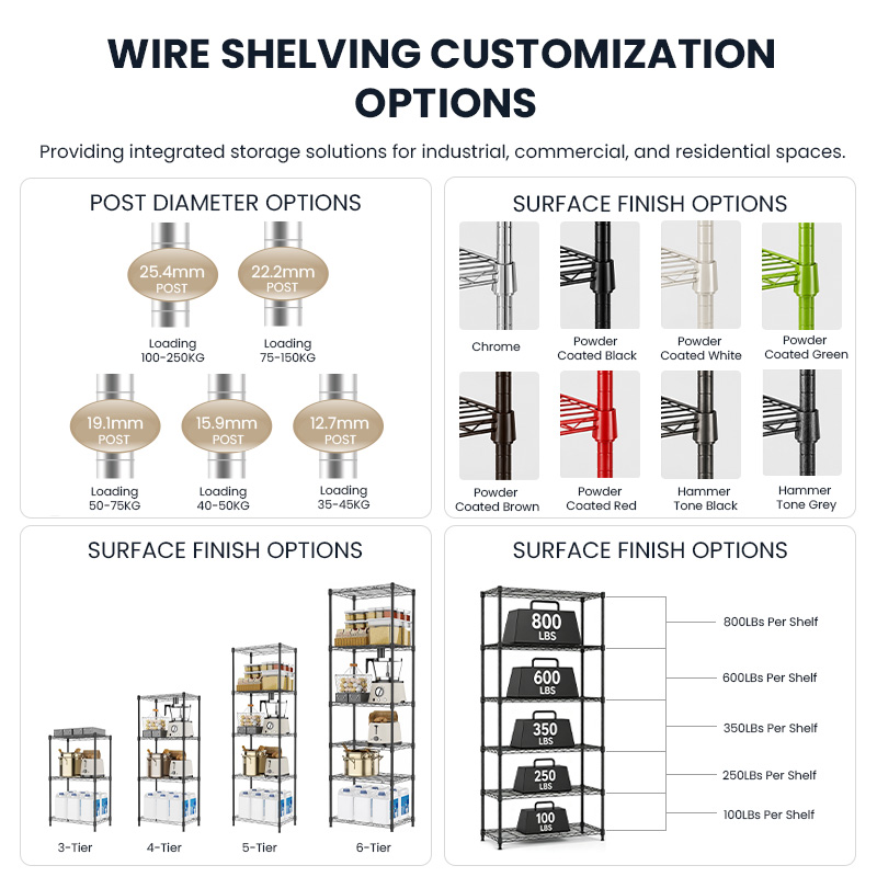 MZG Bulk Custom Commercial Kitchen Restaurant Multiple Layers Heavy Duty Metal Wire Shelving Rack Supplier China