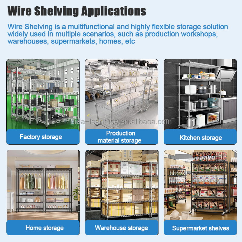 Wholesale Light Duty Display Rack Adjustable 4-5 Layers Warehouse Picking Cart Wire Shelving Glass Shelf Wheels for Raw
