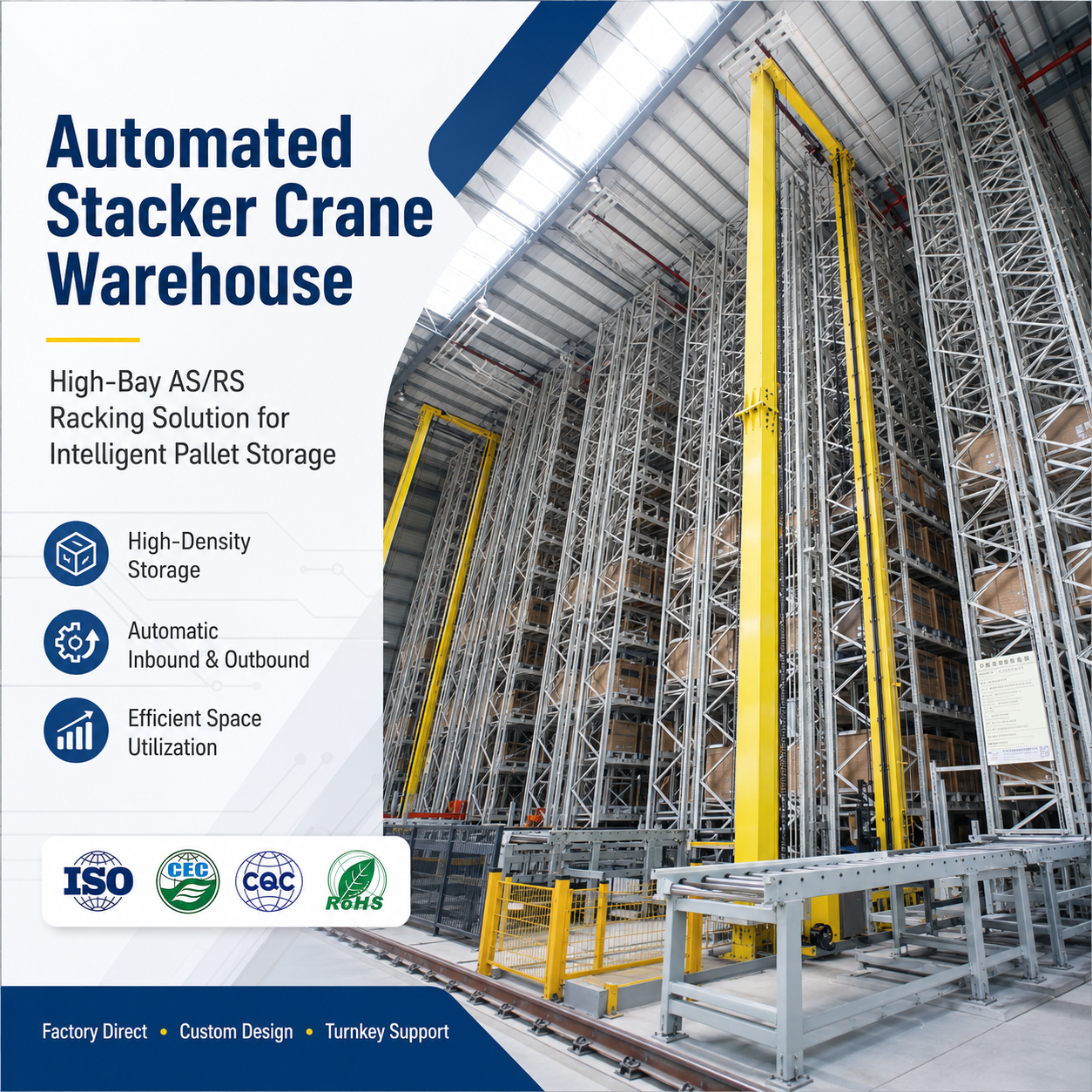 ASRS Stacker Crane Racking Automated Storage Retrieval System Heavy Duty Pallet Rack For Warehouse Logistics