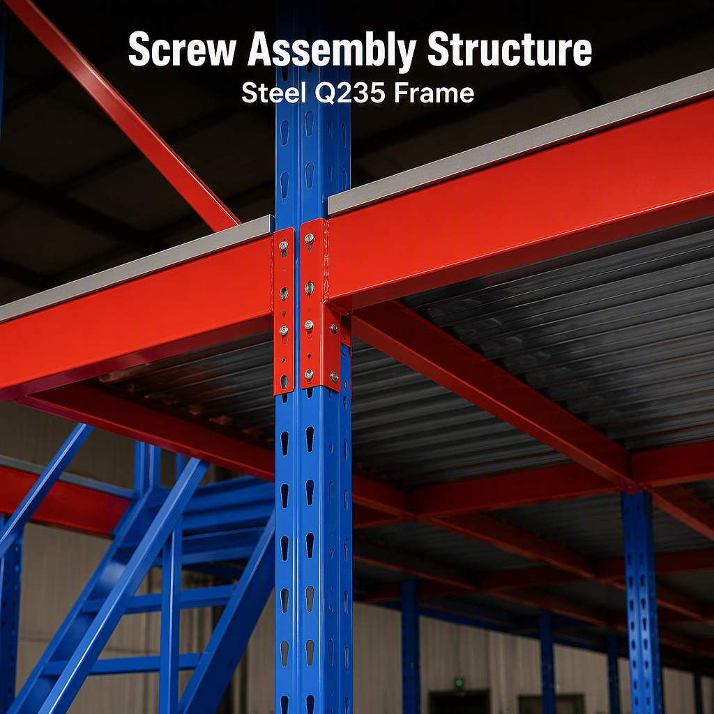 HUAWU 1000kg/sqm Industrial Mezzanine Floor Rack System Multi-layer Steel Warehouse Storage Platform Q235 Steel Structure