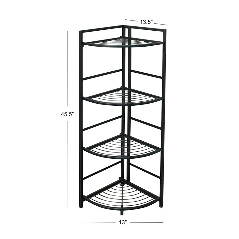 Small Four Layers Corner Storage Rack Narrow Collapsible Metal Wire Kitchen Shelf