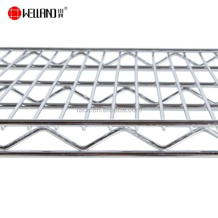 Versatility 4 Tiers NSF Approval Chrome Plated Racking Solid Steel Wire Shelving Storage System for Garage Warehouse