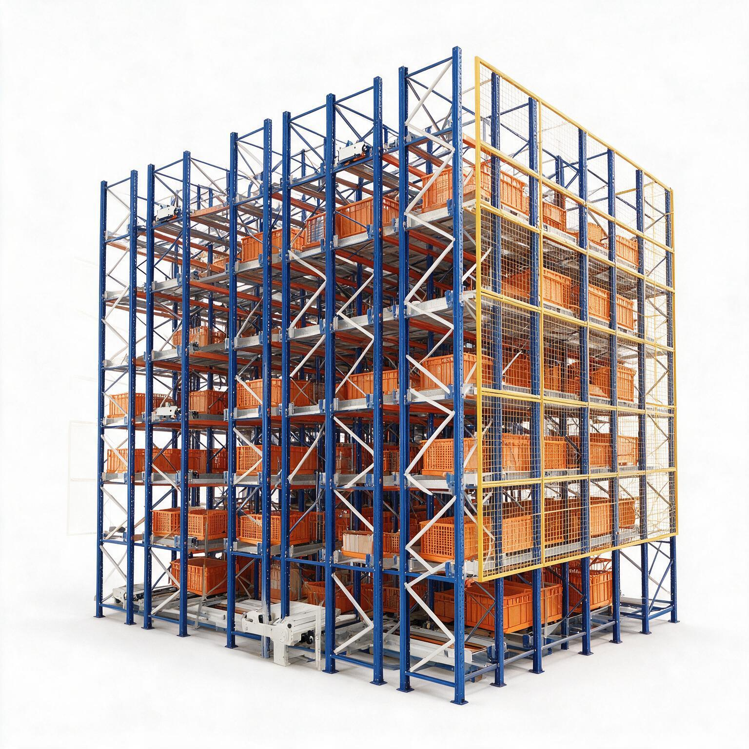 Steel Rack for Various Intelligent Warehouse Multiple Pallets Connects to Production Lines Lifting Equipment Steel Storage Rack
