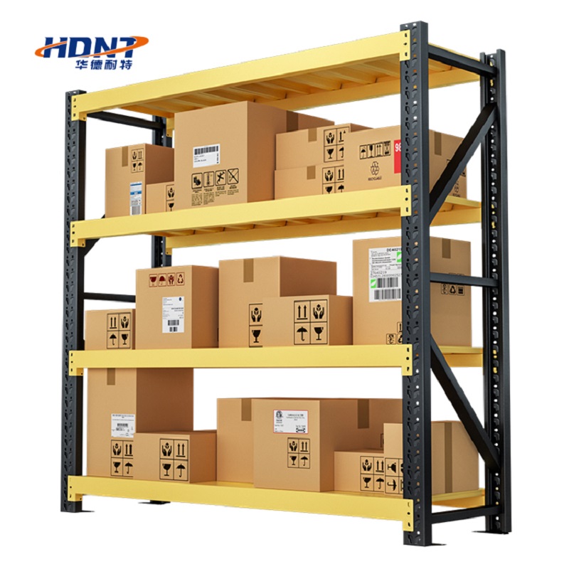 Adjustable 4-Layer Steel Storage Rack Medium Duty Metal Stacking Shelves for Warehouses Garages Pallet Racking Carton Packaging