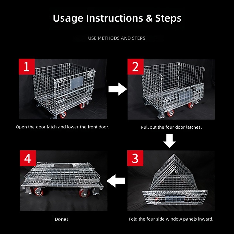 Made Order Wholesale 235 Iron Wire Mesh Storage Cages Multiple Sizes Stackable Foldable; Logistics Warehousing