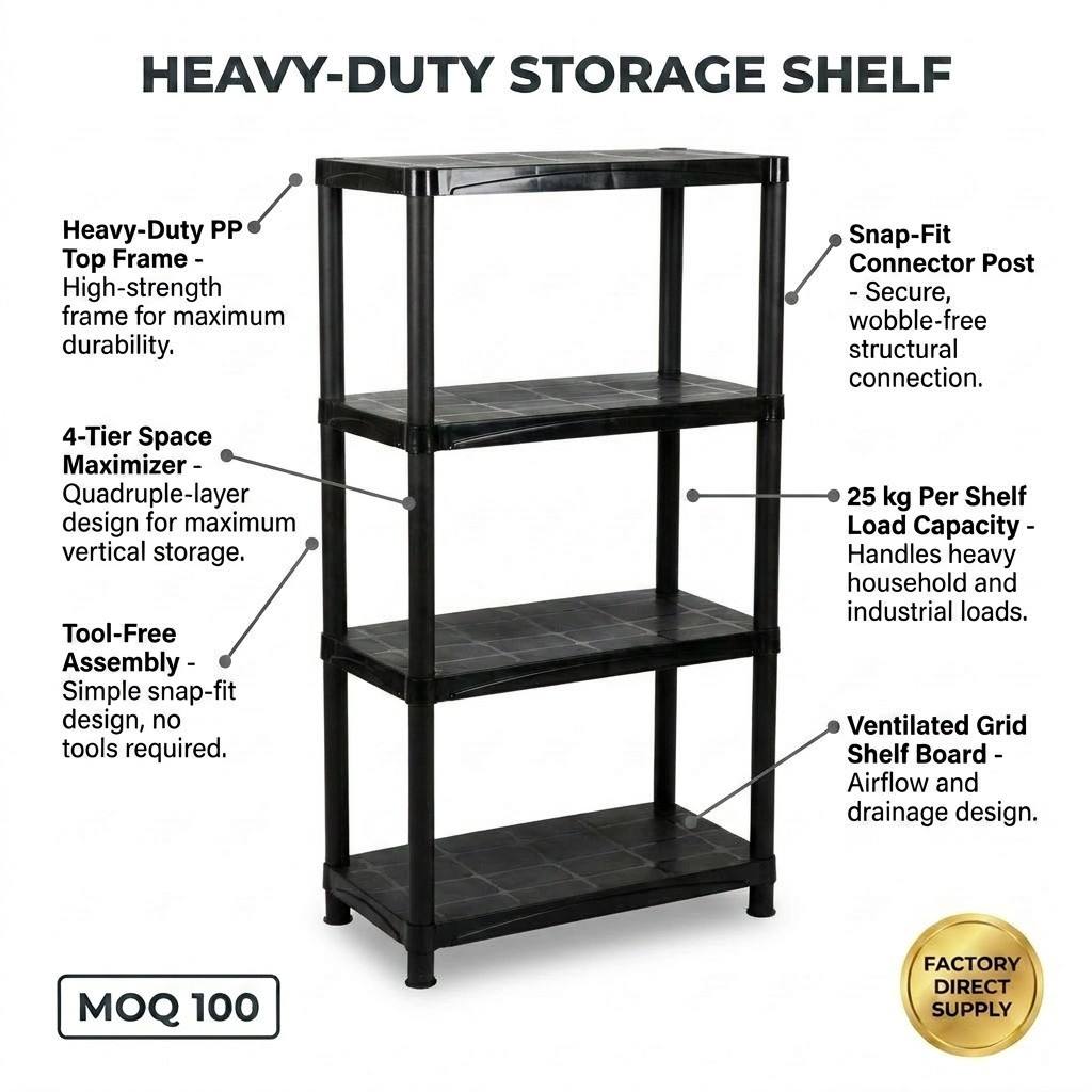 Wholesale Manufacturer Black Easy Assembly Storage Shelving for Garage Storage Warehouse Racking logo Package Color Custom