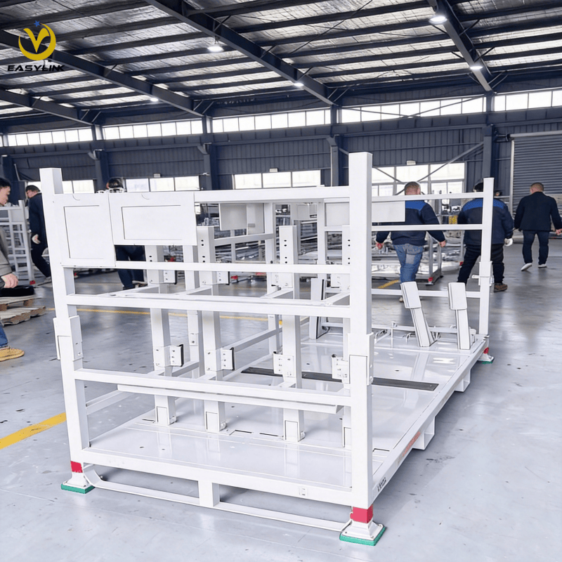 Easylink-Customized Foldable Single Pallet Steel Stillages Powder Coating for Outdoors for Warehouse Storage Stacking Racks