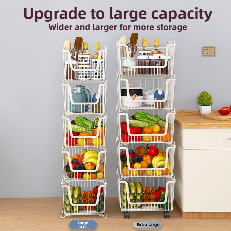Single-layer Floor-standing Narrow-slot Modern Minimalist Iron Wire Shelving Unit Casters Mobile Storage Rack Multi-functional