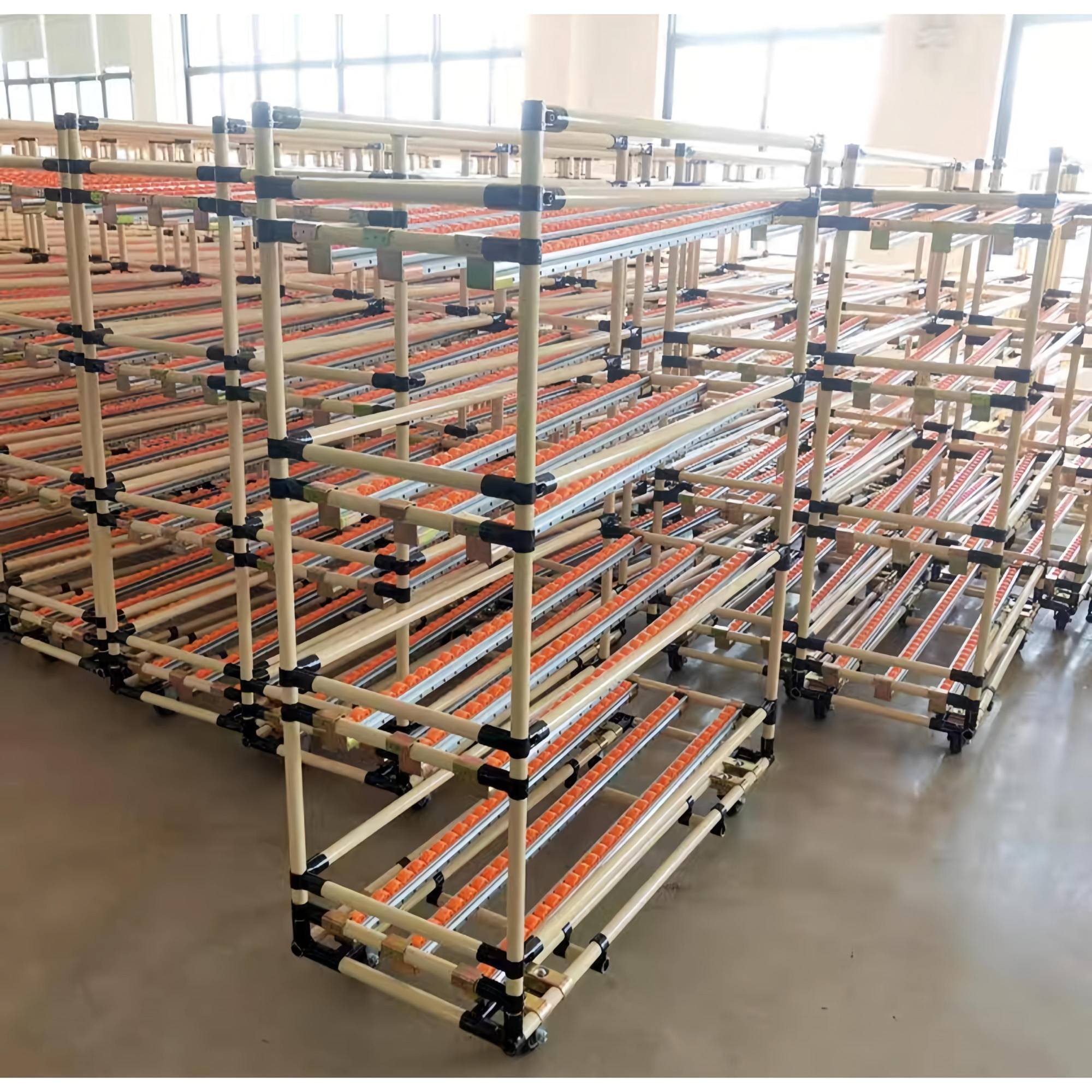 AOCHEN Industrial Collapsible Adjustable Gravity Roller Shelves Steel Flow Rack Shelving System High-Strength