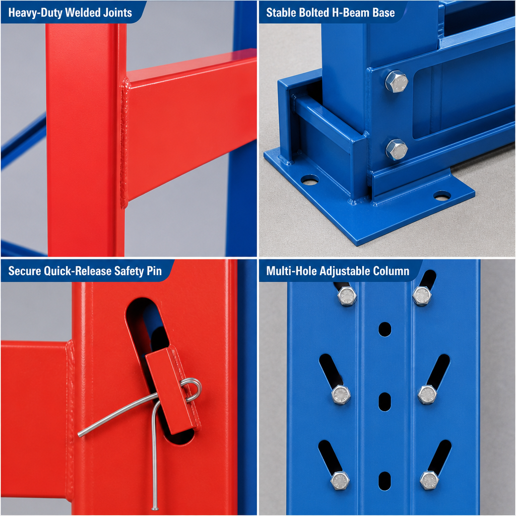 Large Span Safe Reliable OEM Custom Cantilever Rack for Industrial Warehouse Lumber Plastic Profile Long Steel Tube Organizing