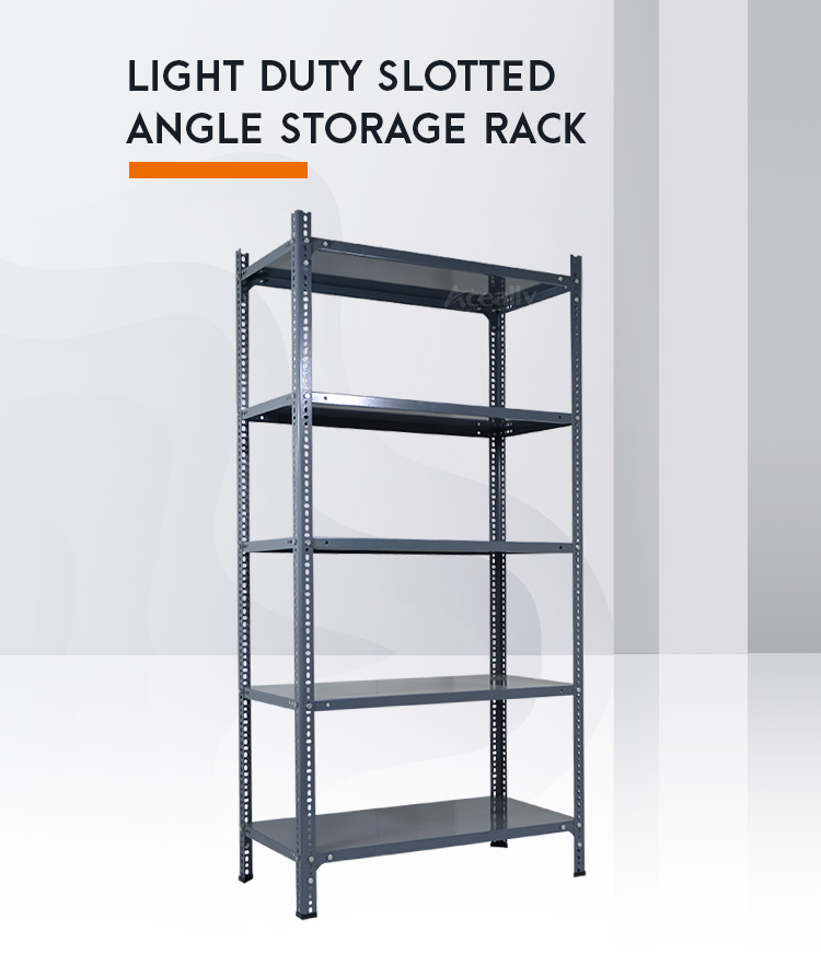 Slotted iron angle steel shelving structure