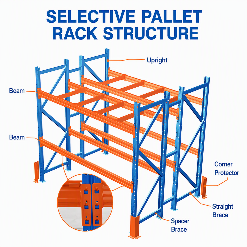HUAWU 5 Ton Heavy Duty Selective Pallet Rack Steel Q235 Industrial Warehouse Storage Racking System PR-05