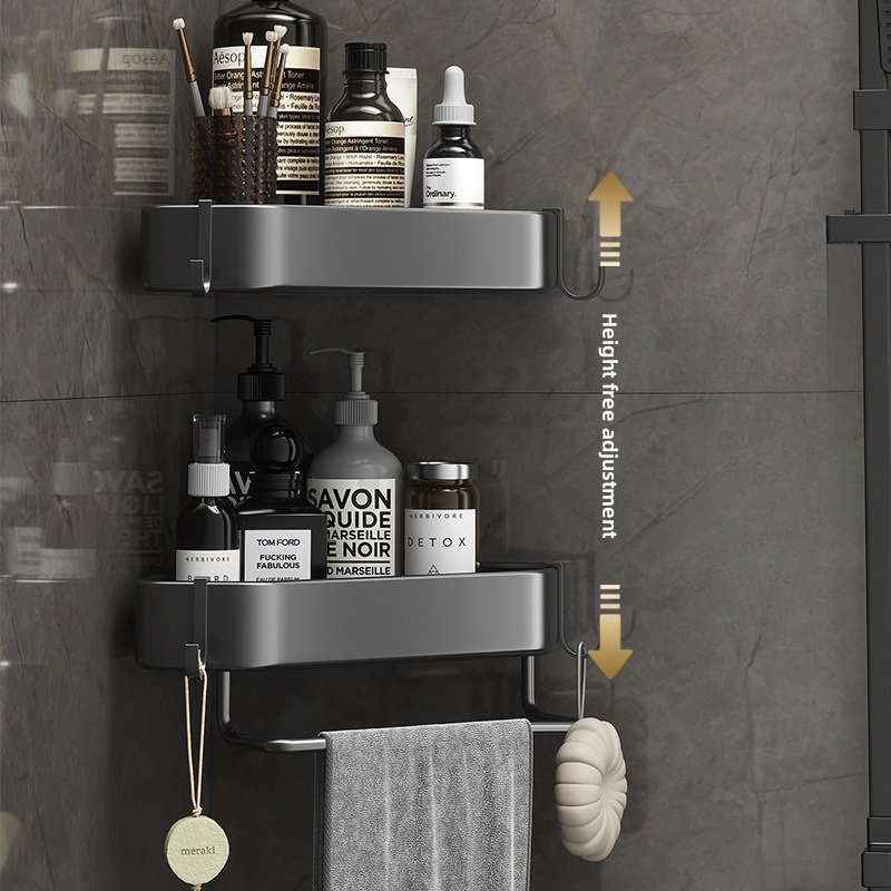 Space Saving Bathroom Corner Shower Caddy Bulk Set Wall Mounted Rustproof Triangle Storage Rack Organizer with Hooks for Hotel