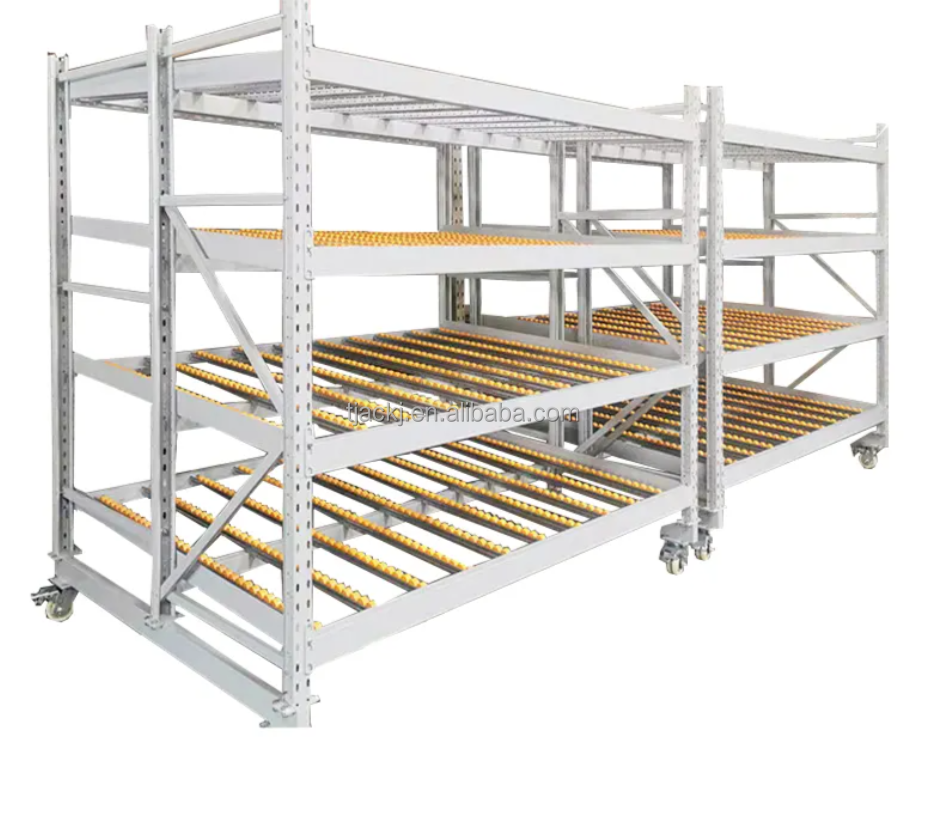 AOCHEN Collapsible Powder Coated Warehousing Logistics Mobile Gravity Pallet Roller Steel Rack