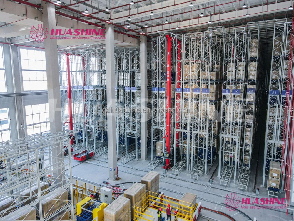 HUASHINE INTELLIGENT Warehouse Automatic Storage Racking ASRS System Chemical Nylon, Carbon Black Industry