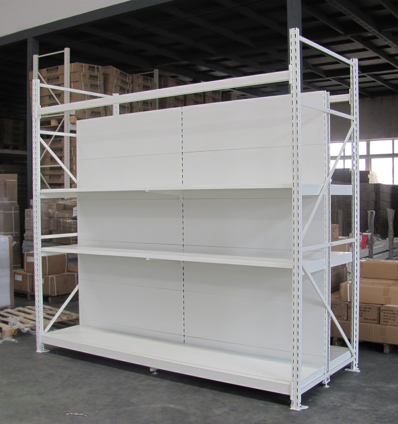 Integrated Hypermarket Display Shelving and Racking to Fit Heavy Duty Products in Shopping Mall Modular System