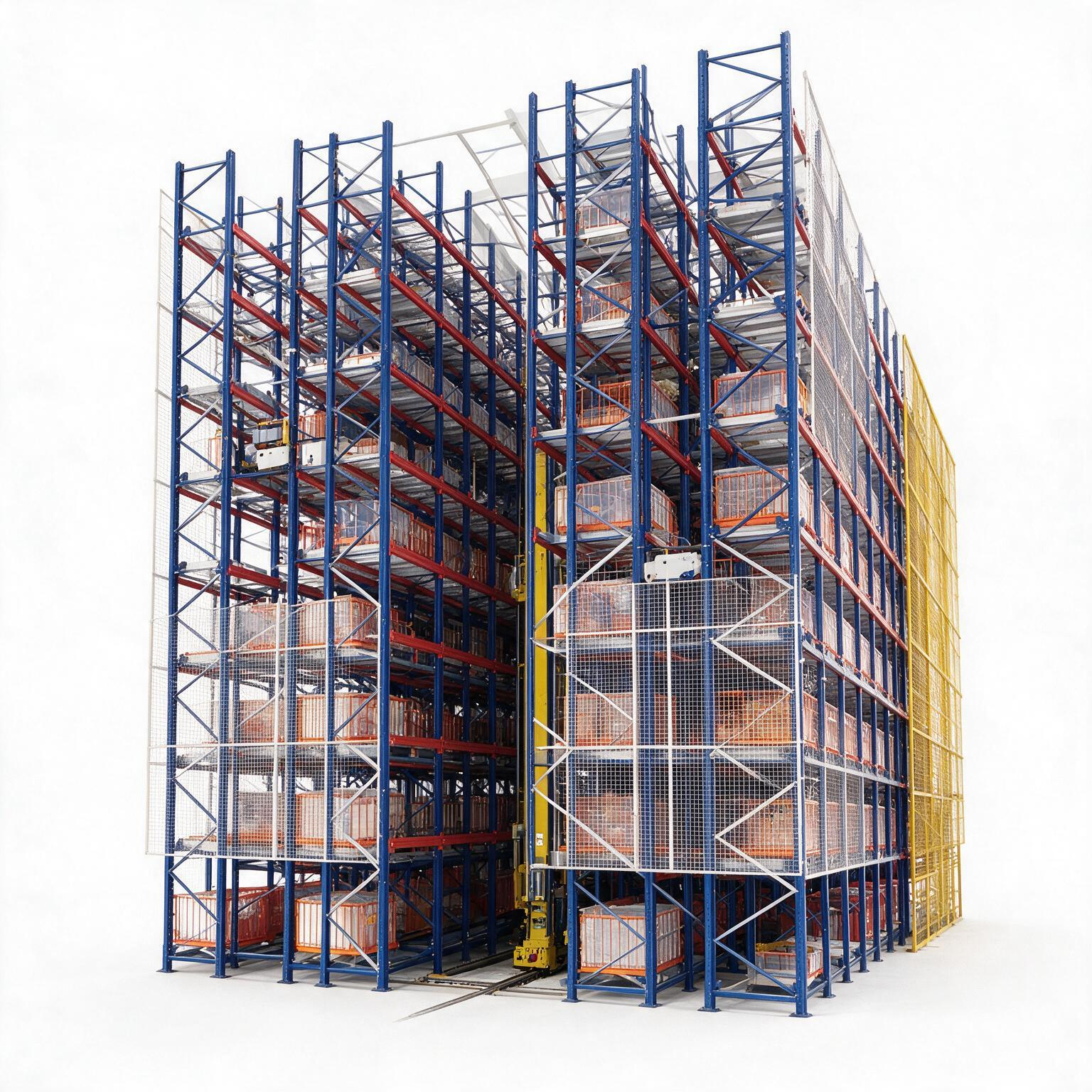 Steel Rack for Various Intelligent Warehouse Multiple Pallets Connects to Production Lines Lifting Equipment Steel Storage Rack