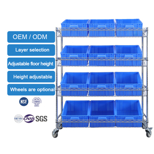 Adjustable Wire Shelving Warehouse Picking Cart for E-Commerce Logistics