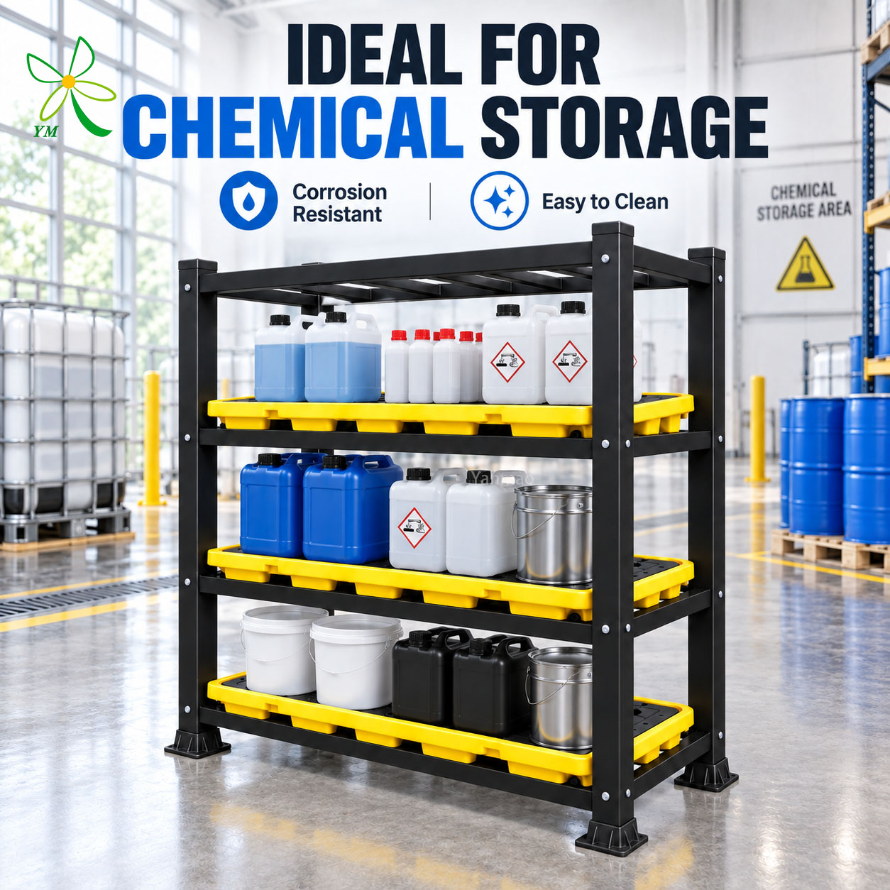 Global Export Corrosion Protection Lightweight Stackable Production Area 1200mm Storage Shelving FRP Storage Rack Warehouse Rack
