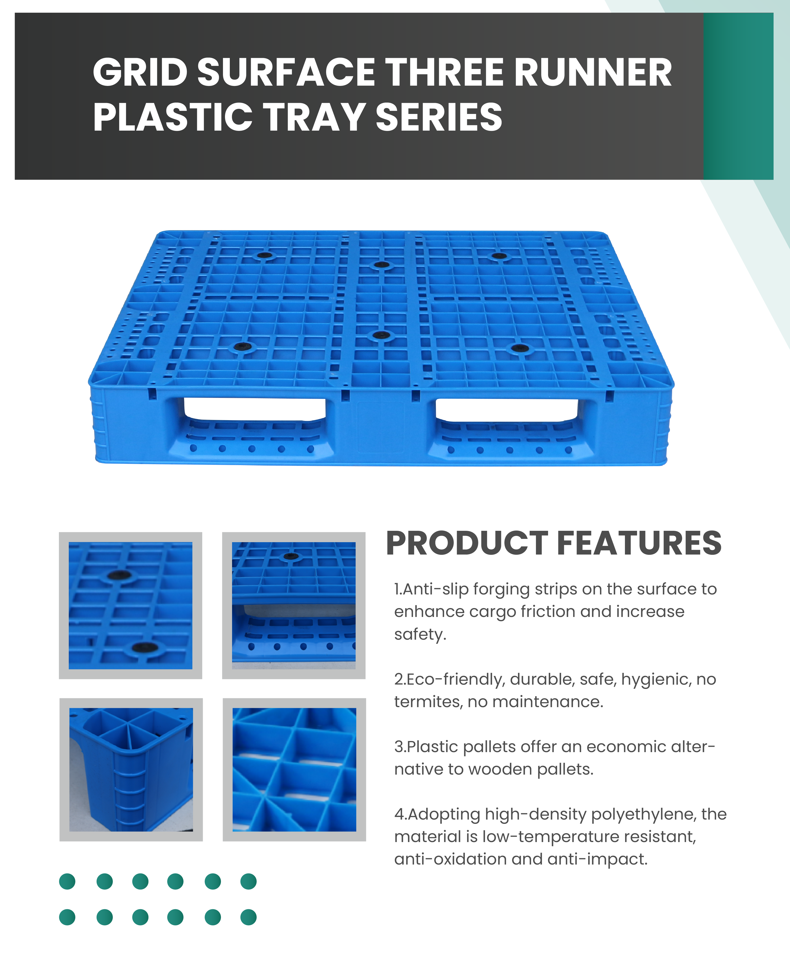 Plastic pallet feature details